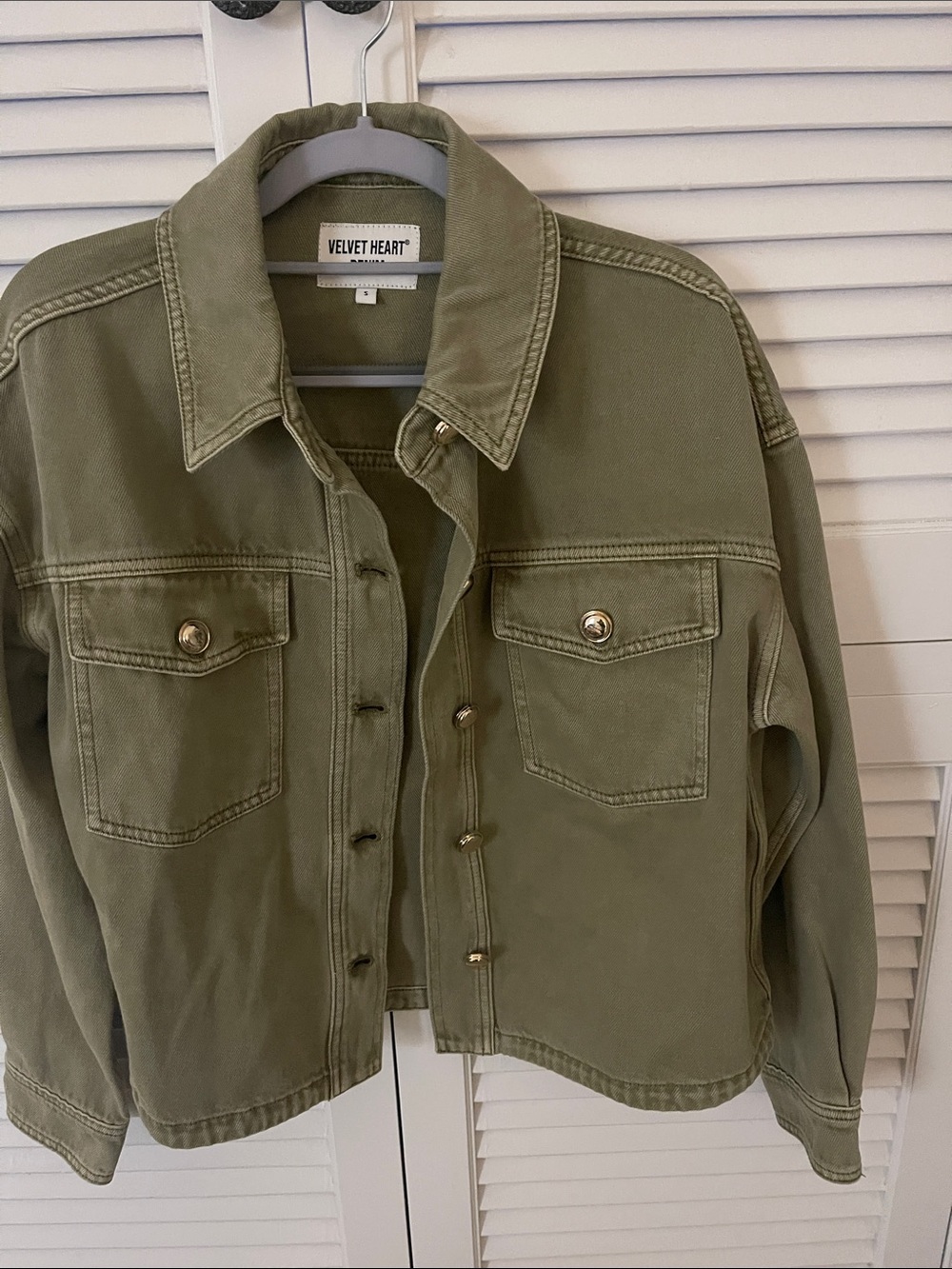 Velvet Heart Olive Green Utility Jean Jacket